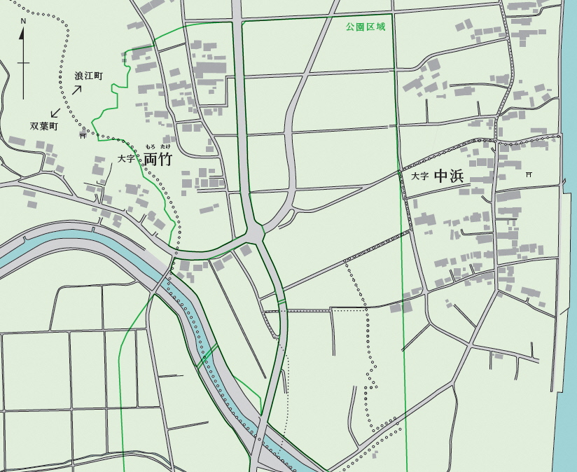 両竹地区集落等の地図