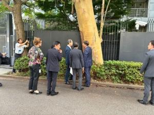 カービングツリーを見学する知事