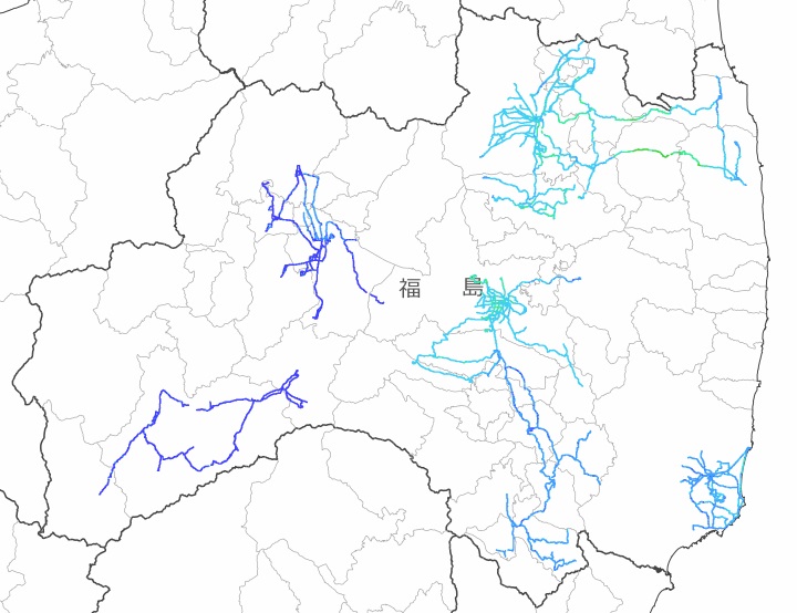 福島県内全域の走行サーベイ結果マップ（平成26年3月30日）