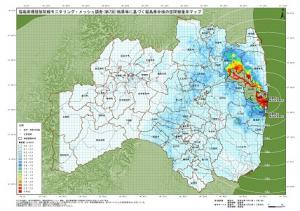 第7回メッシュ調査を線量率別に色分けした福島県全体の地図